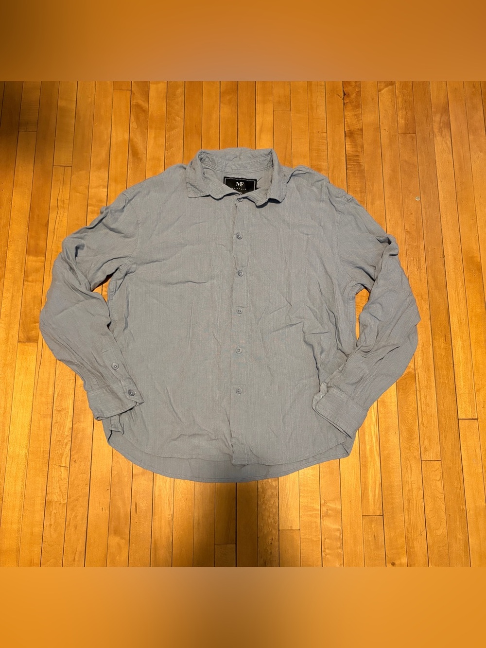 Men's Casual Light Linen Blue Button-Down Shirt by M.P.